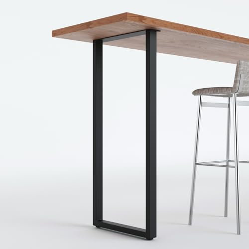 Homtone 2 patas de barra de desayuno resistentes, patas de mesa de metal industrial de 105 cm para mesas altas, proyectos de muebles de bricolaje, color negro (105 x 45 cm, cuadradas)