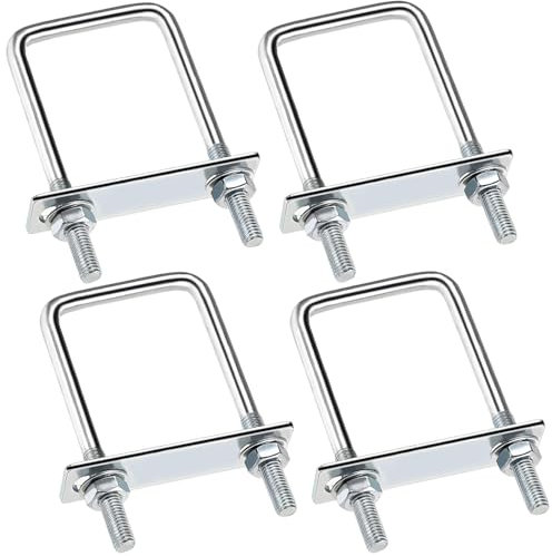 4 Stück Bügelschrauben M8, U-Bolzen Mit Mutter Rahmenplatte, Bügelschraube 304 Edelstah für Rohr Befestigung Auto Schiffen Abschleppen(70 x 100 mm)