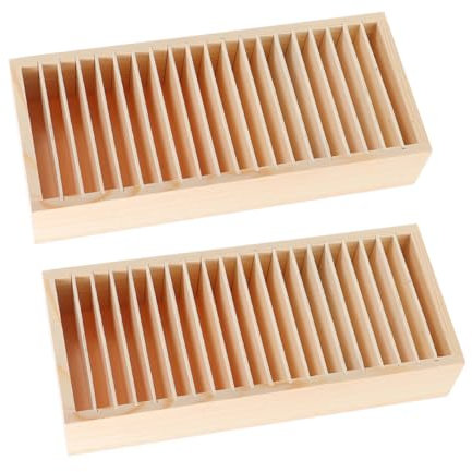 Operitacx 2 Pezzi Porta Badge In Legno Con Scomparti Multipli Organizzatore Per Biglietti Da Visita Scatola Portagioie Staccabile Ideale Per Biglietti Da Visita Biglietti Di Auguri E