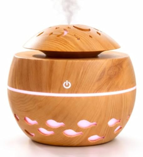 Diffuseur Huiles Essentielles 300 ML H12 cm L12 cm idéal pour Chambre Bureau Spa Camping Car Multi Couleurs LED Arrêt Automatique Diffuseur arôme Parfum Petit & Leger, Lire Description Avant Emploi.