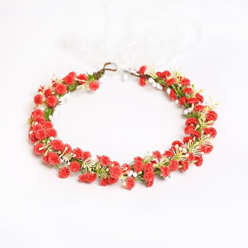 Yili Maizi Babys Breath Flower Headband with Green Leaf Bohemian Floral Headpiece Hair Wreath for Women Wedding Accessorie