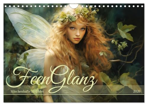 Feenglanz (Wandkalender 2026 DIN A4 quer), CALVENDO Monatskalender: Märchenhafte KI-Bilder bezaubernder Feen (CALVENDO Kunst)