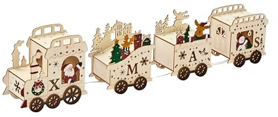 Smart Garden InLit Santa’s Express Wooden Train – 42cm Light Up Festive Train Decoration – Christmas Table, Mantel or Window Display with Warm White LED Lights & Timer – Battery Powered