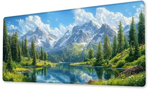Mousepad Großes Gaming Mauspad XXL Wald 900x1800x3 mm Schreibtischunterlage rutschfeste Gummibasis Wasserdicht und Langlebig Tastatur Unterlage für Gaming,Büro,Zuhause Extra Vernähten Kanten zj-934