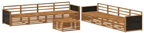 vidaXL Outdoor-Sofagarnitur 9 pcs Natur Massivholz Akazie, Garten Lounge Set, modernes Akazienholz Sofa, wetterfeste Möbel, Bequeme Terrassen Sitzgelegenheit