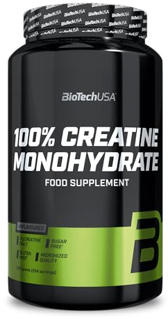 BioTechUSA 100% Creatine Monohydrate | Fórmula micronizada | La creatina mejora el rendimiento en el entrenamiento de fuerza explosiva | Monohidrato puro | Vegana | 1 kg, Sin sabor