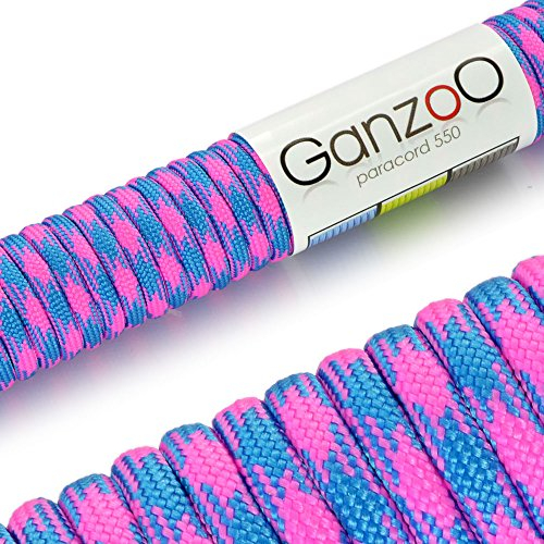 Ganzoo Paracord 550 Seil Magenta-Blau 4mm Schnur Typ 3, Nylon & Polyester, ideal für Basteln von Hundeleine Halsband Armband/Camping Survival und Outdoor 30 Meter Allzweckseil 7 Innenstränge
