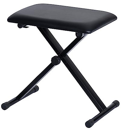 LIVIVO Folding Black Music Piano Stool Fully Adjustable Height Pro X Frame Keyboard Leather Bench Seat - Non Slip Feet