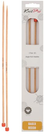 KnitPro Basix Beech Single Pointed Needles 12 (30cm) | 3.75mm