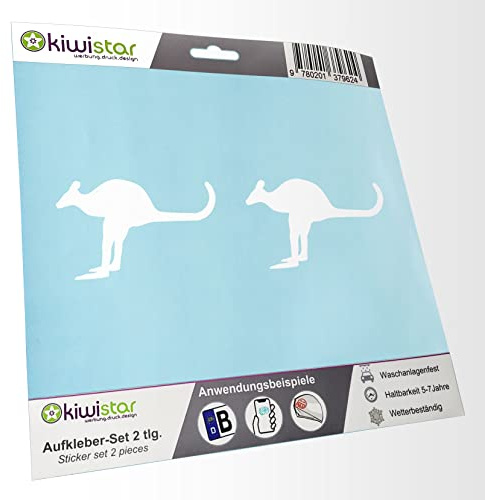 hauptsachebeklebt - 2X Kennzeichenaufkleber -Känguru - Kangaroo - Australien Aufkleber für Auto, Laptop, Fahrrad, LKW, Motorrad Mehrfarbig JDM Decal Racing