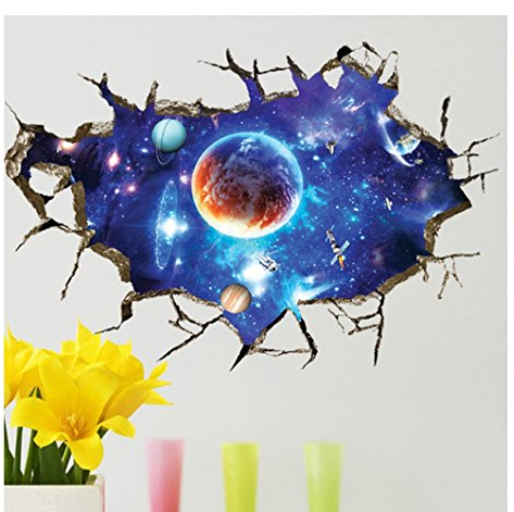 AUVS® 3D- Selbstklebende Abnehmbaren Durchbrechen Die Mauer Vinyl Wandsticker/Wandgemälde Kunst Aufkleber Dekorateur Star Trek （60x90cm）