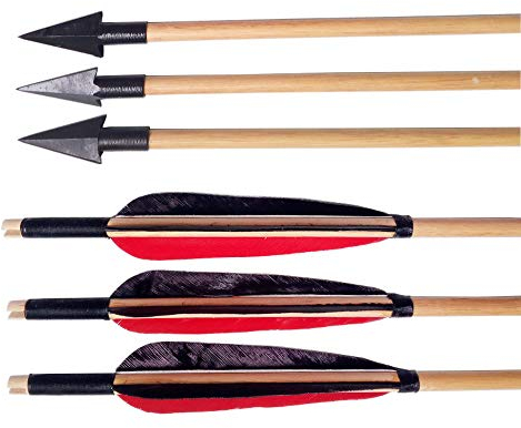 Milaem 30 Zoll Bogenschießen Holzpfeile Jagdpfeile für Jagd mit 5 Zoll Nature Federn für Recurve Bogen Langbogen
