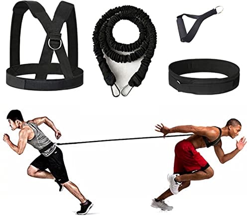 YNXing Bungee-Kordelzug-Set für Taekwondo, Hockey, Tennis, Fußball, Basketball, seitliches Federn, Bewegung, Sprint, Übergeschwindigkeit (Schwarz, 6,6 m Set)