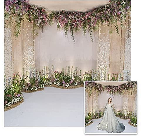 CSFOTO Vinyl 10x10ft Backdrop, Colorful Floral Design, Ideal for Wedding, Party, Photography, Decoration