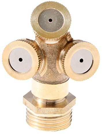 Toolstar, ugello nebulizzatore a 3 fori in ottone per irrigazione, con connettore per irrigazione da giardino, con adattatore da 1,2 cm per giardino esterno, confezione da 1