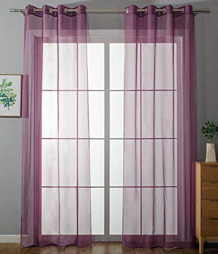 2er Set Ösenvorhänge Transparent »Uni« Gardine HxB 225x140 cm Lila Stores Vorhang Ösen Bleibandabschluß Wohnzimmer, 20332-cn2