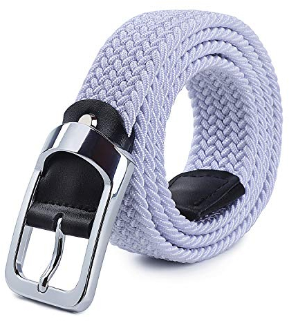 HANCHAO Stretchgürtel Flechtgürtel Elastische Stoffgürtel Geflochtener Unisex Gürtel für Damen und Herren Breit 3.5cm Weiß 135cm
