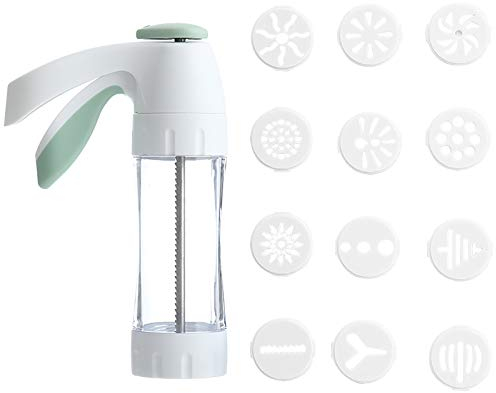 Clacce Cookie Press Pump Kit with 12 Discs and 4 Icing Cookie Maker DIY Baking Tool Biscuits Press Machine