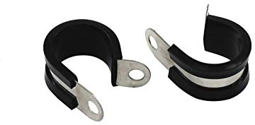 304 Edelstahl R-Typ Kabel Gummi gepolsterte isolierte Klemme Schlauchschelle Rohrschelle Drahtschnur Leitungsclip Durchmesser 8 mm 20 Stück