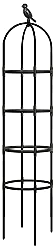 SJDWDX Treillis obélisque pour plantes – Tuteurs de support pour plantes – Tour en fer forgé en métal avec arche de jardin treillis pour plantes grimpantes en pot (noir)