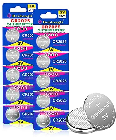 CR2025 Batteria a Bottone al Litio 3V CR 2025 165mAh 10 Pacchi 【5 Anni di Garanzia di Conservazione】
