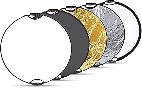 11.8in/30 cm 5-in-1 Disk Licht-Reflektor, Diffusor Lichtreflektor, Faltreflektor, Pop Up Reflektor Rund, zusammenklappbare Multi-Disc mit Zwei bequemen Griffen, inkl. Tasche, für Studio und Outdoor