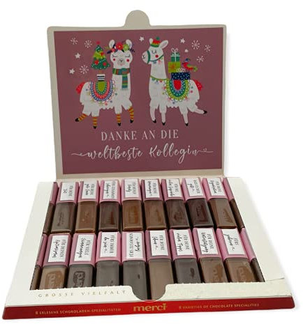 Aufkleber Set für Merci Schokolade | Weihnachtsgeschenk für die Kollegin