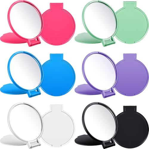 Mini specchio pieghevole rotondo compatto specchio tascabile portatile piccolo specchio da trucco vintage portatile da viaggio per donne e ragazze uso quotidiano (set di colori classici, 40 pezzi)