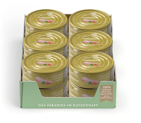Terra Felis Kaninchen, Famousse Nassfutter für Katzen, 12x80g | 100% Lebensmittelqualität aller Rohstoffe, hergestellt in Bayern, zucker- und getreidefrei, Alleinfuttermittel