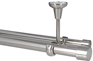 Sento Gardinenstange Vorhangstange 25/19mm 2-läufig Deckenmontage Edelstahl Optik 140 cm ALBANA