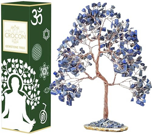 Crocon Lapislazzuli Albero della Vita Cristallo Chakra Pietra preziosa Cristallo curativo Feng Shui Albero dei soldi Decorazione per la casa Regalo spirituale per donne e regali di compleanno