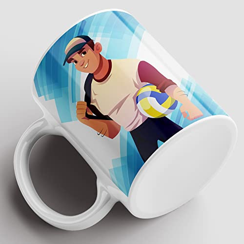 Taza el mejor entrenador personalizada con nombre, taza de cerámica calidad premium 350ml hecha a mano. Futbol, baloncesto, voleibol. (Entrenador de Voleibol)