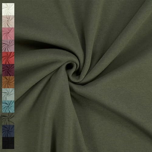 Alpenfleece Stoff, Kuschelsweat, uni olivgrün (Länge am Stück: ab 50cm / Breite: 150cm)