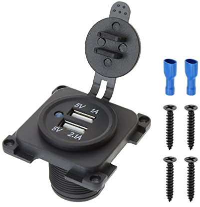 Be In Your Mind Dual USB Charger Socket Dual-port Power Outlet 5V 1A/2.1A Fast Charging for Phone Tablet GPS 12V Vehicle Motorcycle RV Campervan Caravan Boat Yacht
