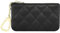 Premium echtes Vollnarbenleder Mini Geldbörse Schlüsselanhänger Tasche Kartenhalter für Männer Frauen, Schwarz gesteppt – LG, Classic