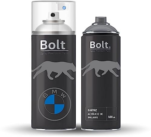 Bolt Spray Premium Paint - Pack Spray Pintura BICAPA para BMW Metalizado + Barniz 1K 400ML - 475 Blacksaphire