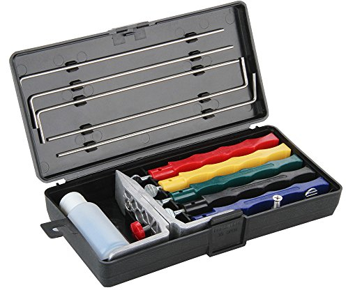 Knife Sharpener Stone Set, Fix-Angle Knife Sharpener System Kit with 5 Sharpening Stones for Home and Kitchen