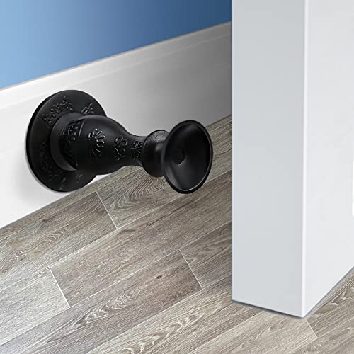 KOLAKO Türstopper, Selbstklebende Türstopper für Sockelleisten, Wandmontage, Innenbereich, Terrassentürstopper, Außenbereich, Silikon, Türhalter, Schutz, ohne Bohren Schwarz Türstopper