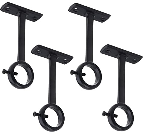 HOJLKLD Deckenmontierte Gardinenstangenhalterungen, robuste Decken- und Wandvorhangstangenhalter für 2,5 cm Gardinenstange (schwarz, 4 Stück)