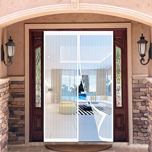 Moustiquaire Magnétique 115 x 195 cm Moustiquaire pour Portes Empêche Les Insectes D'Entrer Rideaux Anti Mouche pour Portes Balcon chambre à coucher Entrée Intérieur, Blanc