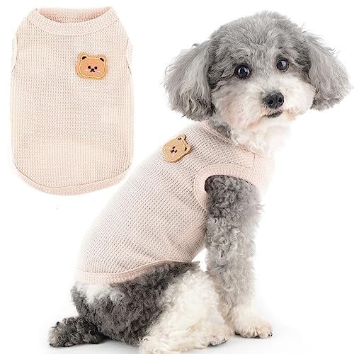 Zunea Dog Shirts for Small Dogs Summer Vest T-Shirt Soft Breathable Puppy Girl Boy Clothes Basic Tee Shirt Pet Sleeveless Tank Top Chihuahua Yorkie Cat Sweatshirt Apparel Beige S