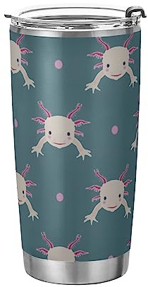 Tumbler Axolotl Wild Life Kawaii Thermobecher mit Strohhalm und Deckel, 590 ml, Pink
