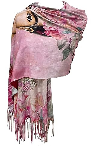 GFM® Schal aus Wollmischung, Kaschmir-Textur, Malerei, Kunstdruck, Schal, Schal für Herbst und Winter, Self Portrait Floral Art-(PWSHL-FS-7240-A)