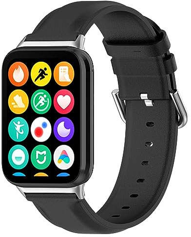 RuenTech für Xiaomi Smart Band 8 Pro/9 Pro Armband, Echtes Leder-Ersatzarmband für Redmi Watch 4/Watch 5 Smartwatch Zubehör (Schwarz)