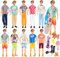 29pcs Puppenkleidung und Zubehör für 12 Zoll Jungen Puppen umfassen 10-Tops,5 Hosen,5 Shorts,4 Schuhe,2 Schläger,1 Surfbrett,1 Hund,1 Violine (Keine Puppe)