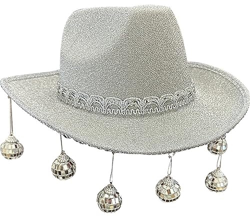 Disco-Cowboy-Hut, Glitzer, Disco-Kugel, Cowgirl-Hut für Damen und Herren, Nachtclub, Karneval, Party, Cosplay, Kostüm