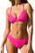 CUPSHE Bikini da donna a triangolo con spalline regolabili e bordo fluo, sgambato, Rosa acceso, M