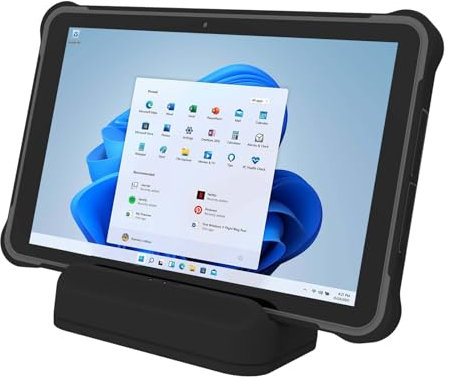 RUGPDA 10.1 pollici Windows 11 Pro Rugged Tablet, industriale Tablet PC con scanner 1D/2D e docking station (RAM/ROM 8GB+256GB)