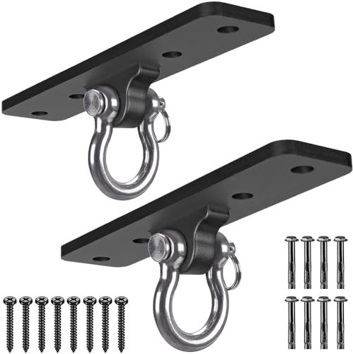Dolibest 2pcs Swing Hanger, Punching Bag Ceiling Hook Heavy Duty Boxing Bracket Swivel for Hanging Heavy Bag Hammock Chair Wood/Concrete Wall Beam Mount, up to 600lbs