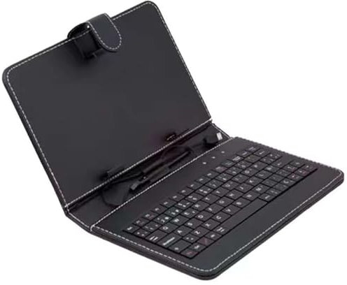 Exeom - Funda Universal con Teclado Micro USB para Tablet de 8 Negra Reforzada con Cierre Magnético Anchura 22cm. Altura Adaptable 14.5-17.5cm